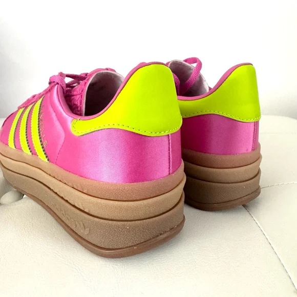 Adidas Gazelle Bold Neon Pink and Lime Sneakers - Picture 6 of 12